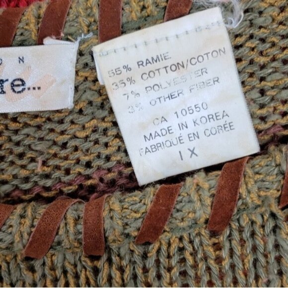 Vintage Ramie Cotton Southwestern Autumn Crew Neck Sweater Size 1X Fall Cozy - Picture 8 of 12
